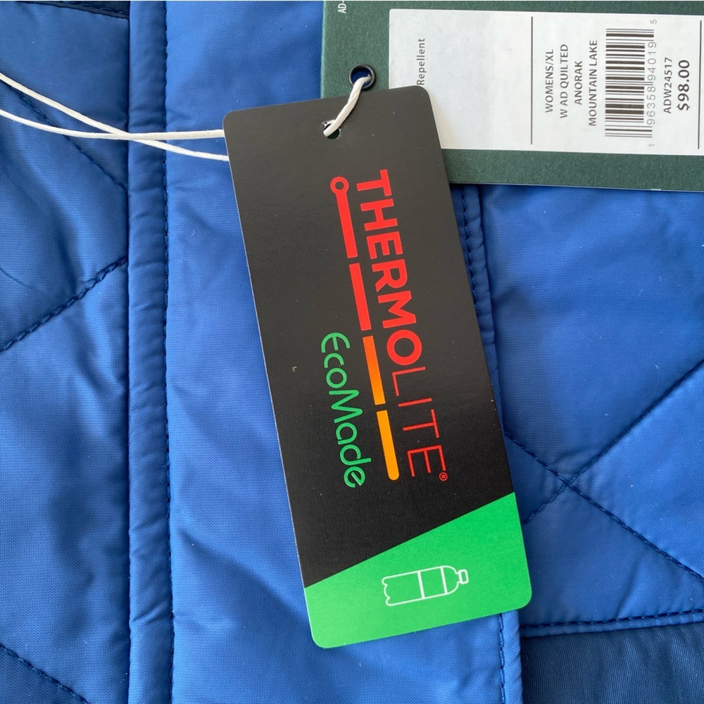 NWT Alpine Design Women's Quilted Anorak Mountain Lake Blue XL - Picture 5 of 6